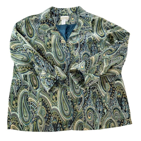 Coldwater Creek Peacock Paisley Jacket Womens Plus Size PXL Open Front Lined - Picture 5 of 14